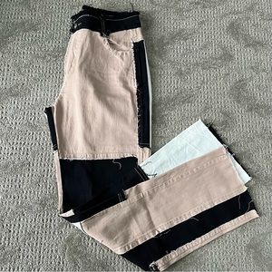 💕LAST CHANCE💕 NWOT Women's Patchwork Raw Hem Slim Bootcut High Waisted Jeans